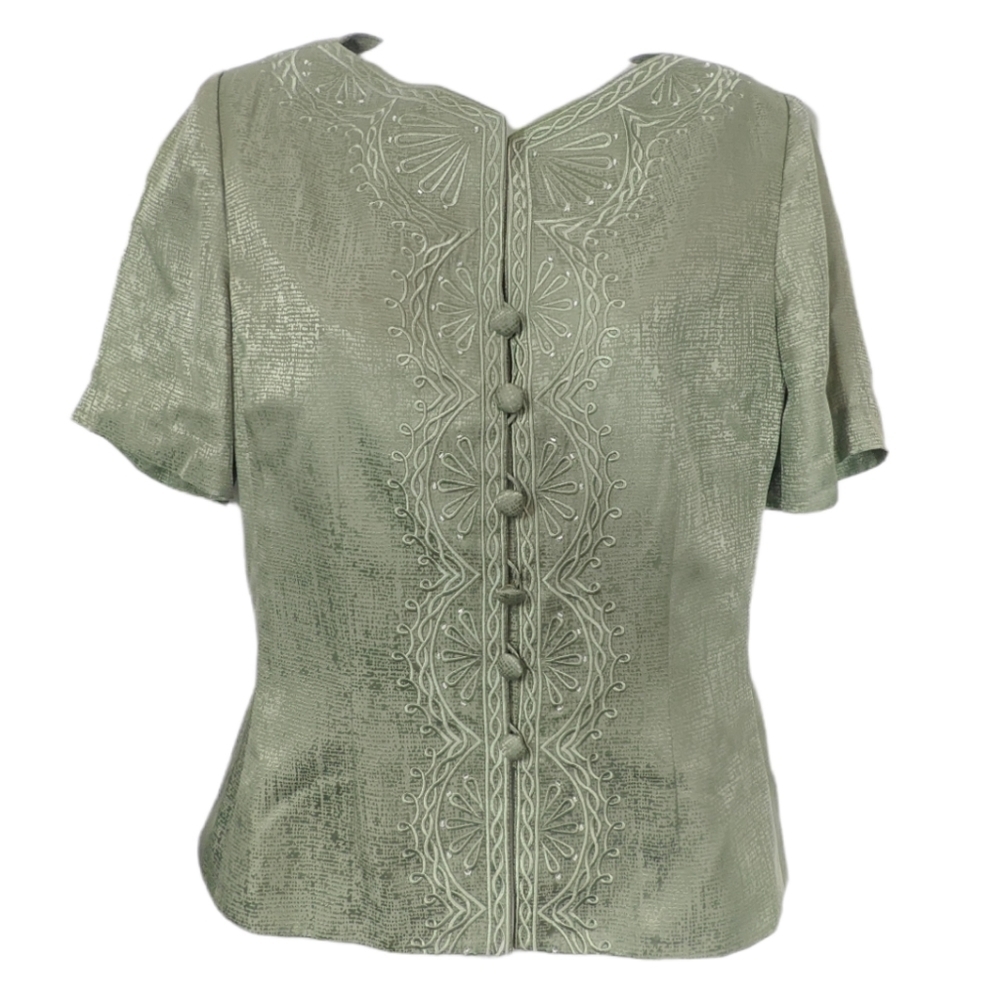 Adriana Papell Vintage Silk Beaded Embroidered Dress Jacket Sz 6